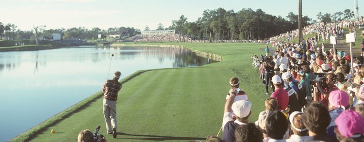 Jodie Mudd birdies No. 17 en route to victory at the 1990 PLAYERS Championship